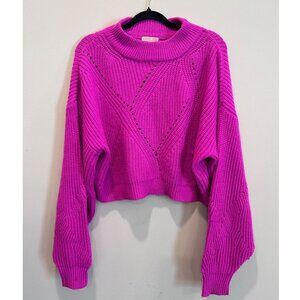 Magenta Cropped Knit Sweater